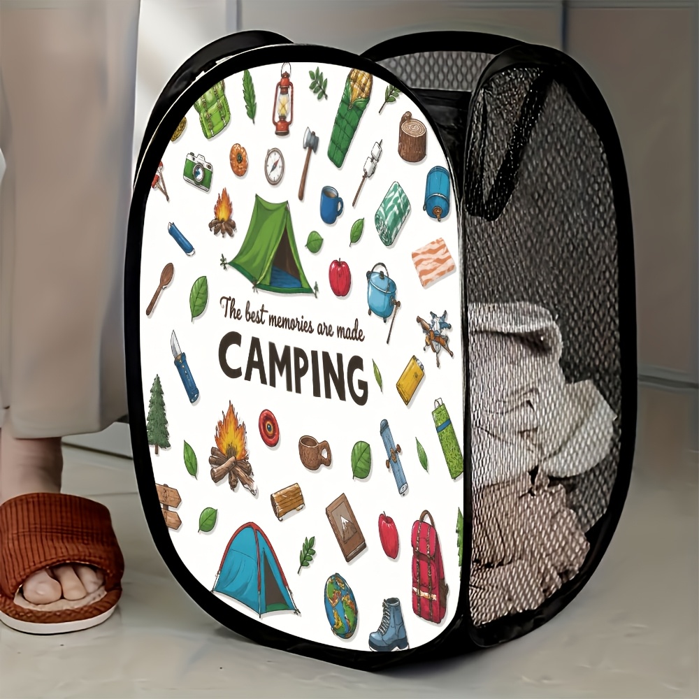 TEMU 1 pz Cesto portabiancheria da campeggio in rete pop-up, portaoggetti portatile, idea regalo per all'