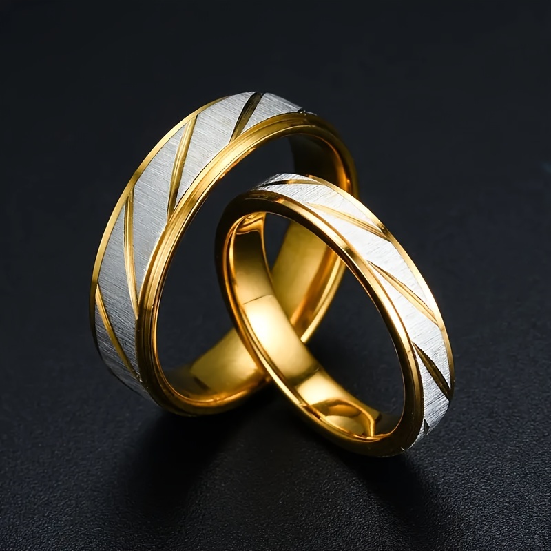 2pc Romantic Interlocking Band Rings Set, 14K Plated