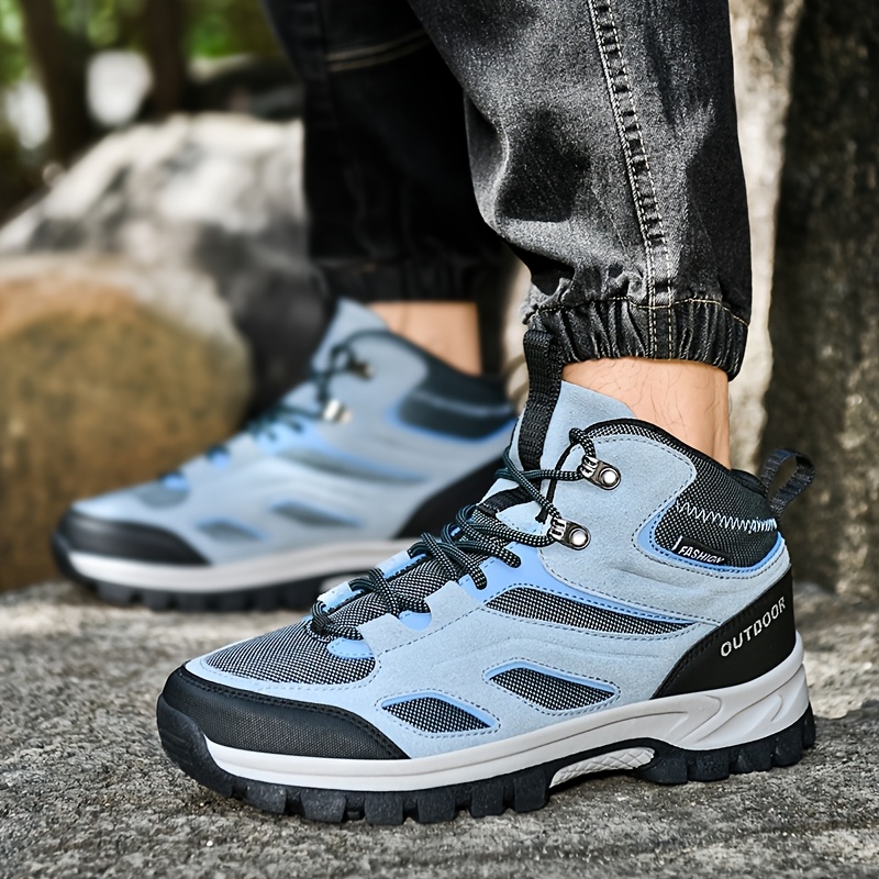 botas de caminhada masculinas cor amarração longo, cabedal em pu