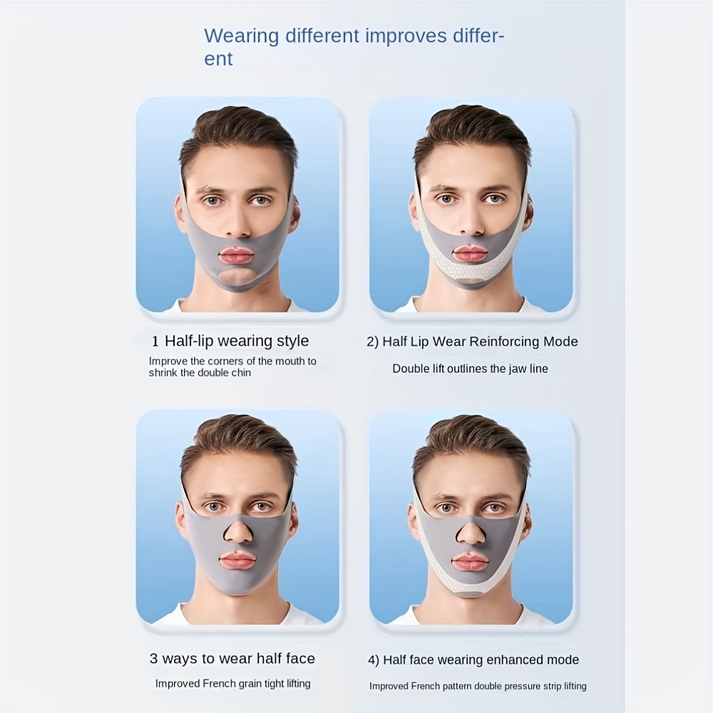 V-Face Men'S V-Line Facial Shaping Mask - Reusable, And Tightening Double Chin Reducer, Compression Facial Shaping Band, Odorless Facial Lifting Strap
