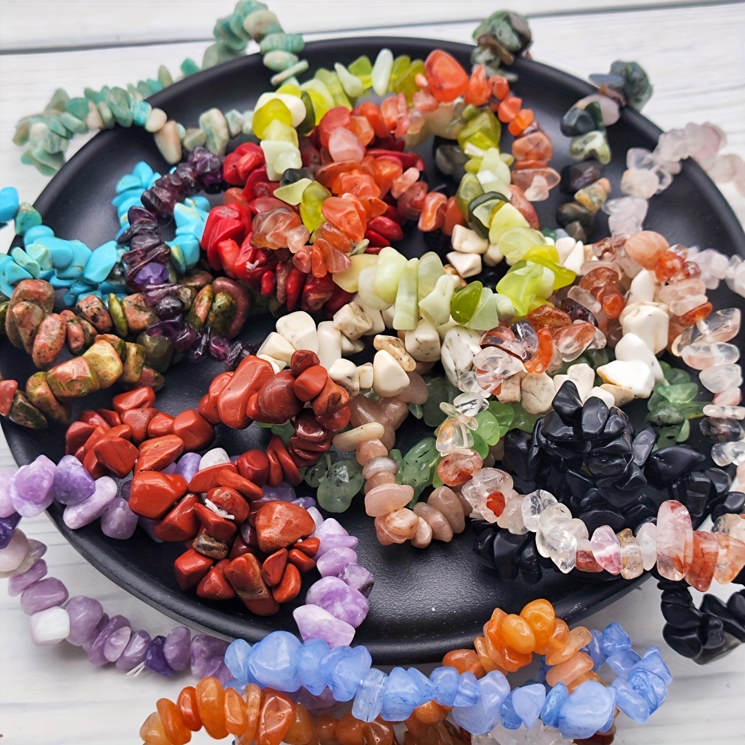 10 Pack Assorted Natural Stone Beaded Bracelet Set for Daily Wear, No Plating