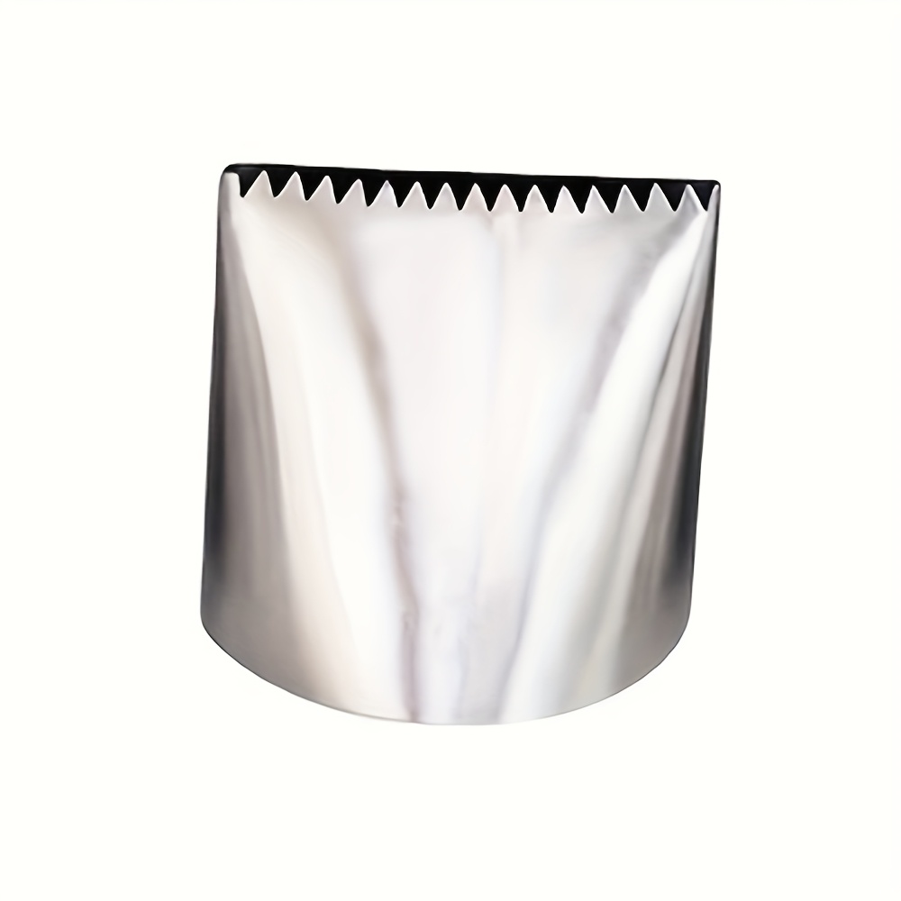 TEMU 1pc Extra Large Stainless Steel Cream Smoothing Nozzle Single Side Serrated Piping Nozzle Baking Piping Edge Diy Flower Squeezing Tool