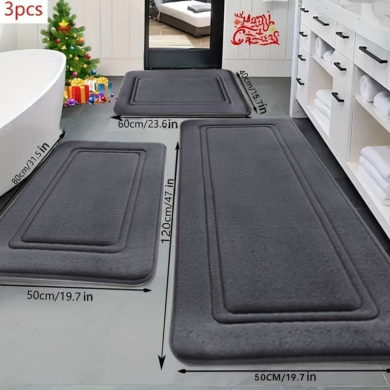 Set Di 3 Tappetini Da Bagno Morbidi E Antiscivolo - Confortevoli E Facili Da Lavare