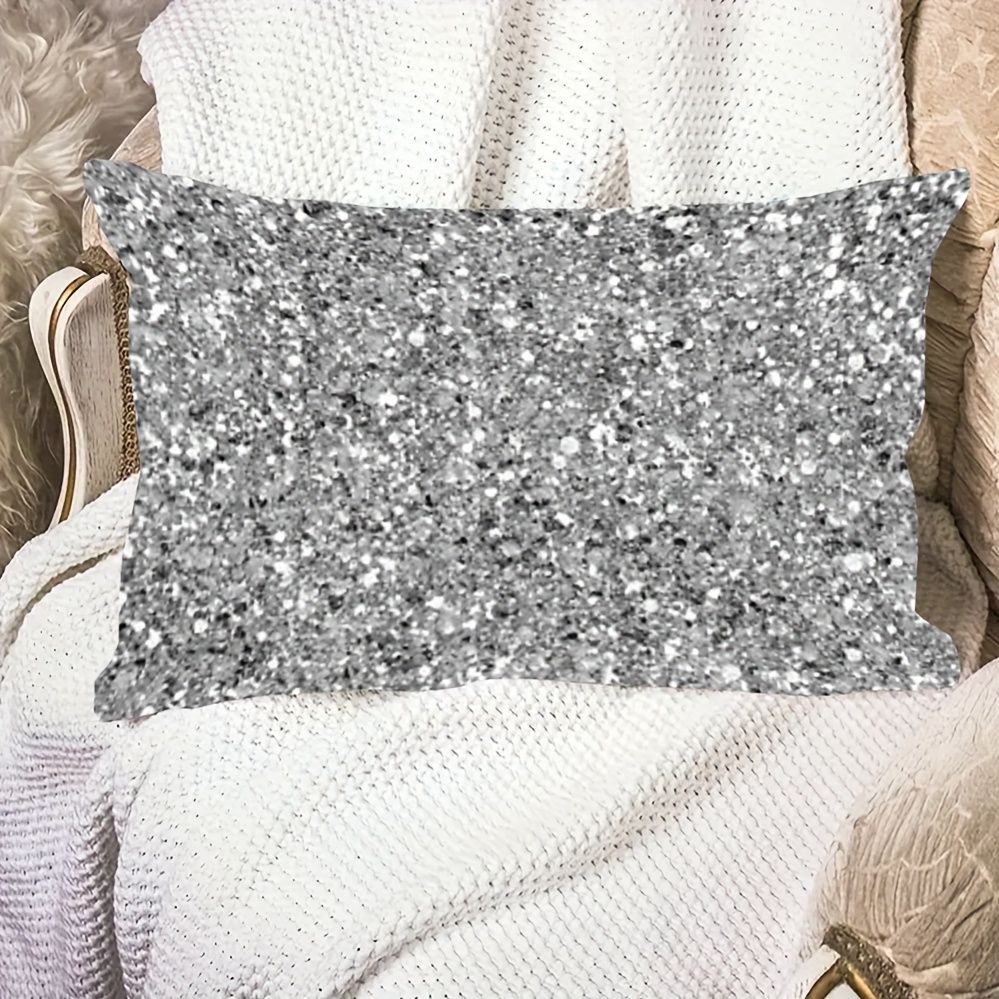 

Housse de Coussin à Paillettes Argentées 12x20" - Style Vintage Moderne avec Fermeture Éclair Invisible, Housse de Coussin en Polyester Lavable en Machine pour la Décoration du Salon