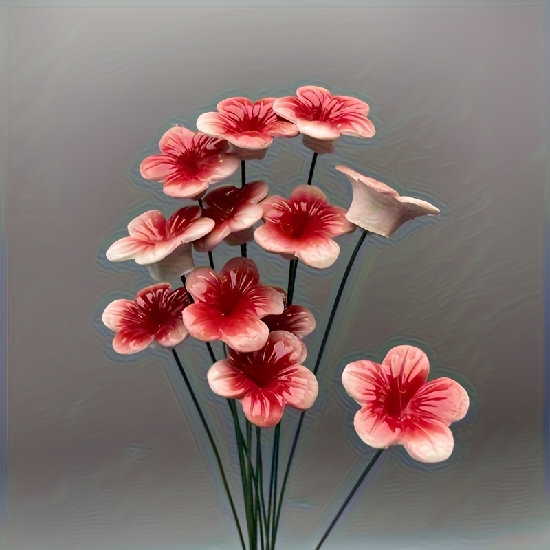 E-shop 12er-Pack Keramik Petunien Blumen | Farbechtheit, Ideal für Tischdekoration, für Frühlings- und Thanksgiving-Feste
