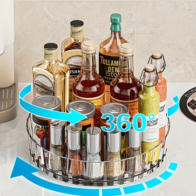 

1pc High Turntable Organizer - Rotating Spice Rack For Kitchen, Cabinet, Pantry, Table, Fridge, Bathroom, Countertop, Vanity - Matte Round Plastic, Spinner, Organizer