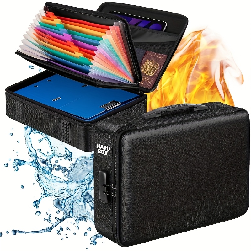 Fireproof & Waterproof Document Bag With Lock - Portable Safe For Laptop, Passport, Certificates