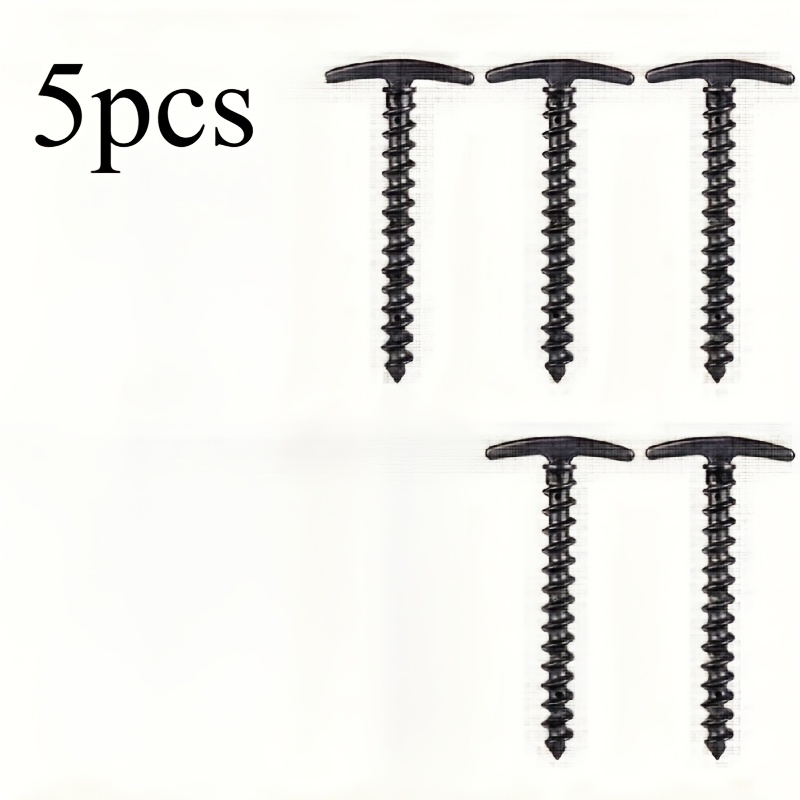 Image of 5pcs Durable Screw Stakes For Camping And Hiking, With Ergonomic Handles, Ideal For Tents, Canopies, And Outdoor Shelters, Outdoor Anchoring Spiral Screws For Camping