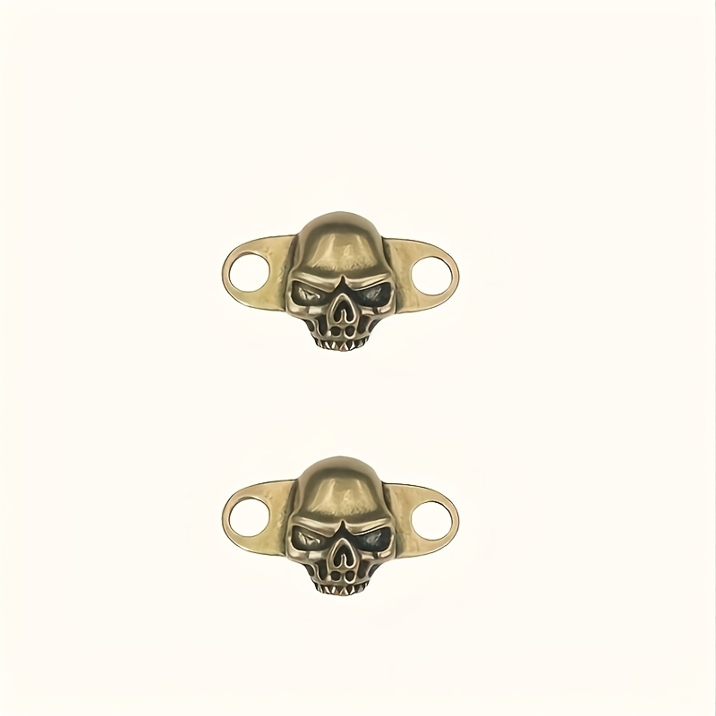 TEMU 1 Paire de boucles de lacets en cuivre à , boucles à motif de crâne en bronze tendance, ajouts de lacets en cuivre rétro
