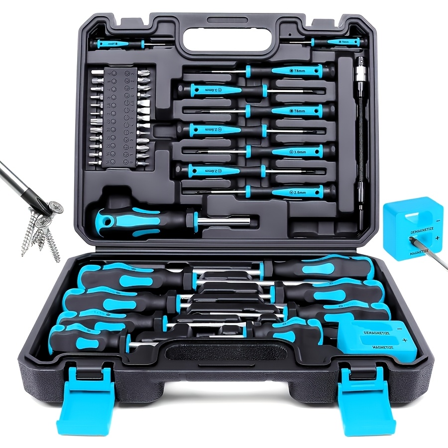 TEMU Jeu de 43 tournevis avec accessoires supplémentaires, mallette à outils rigide et portable, outils à main en acier au chrome-vanadium,
