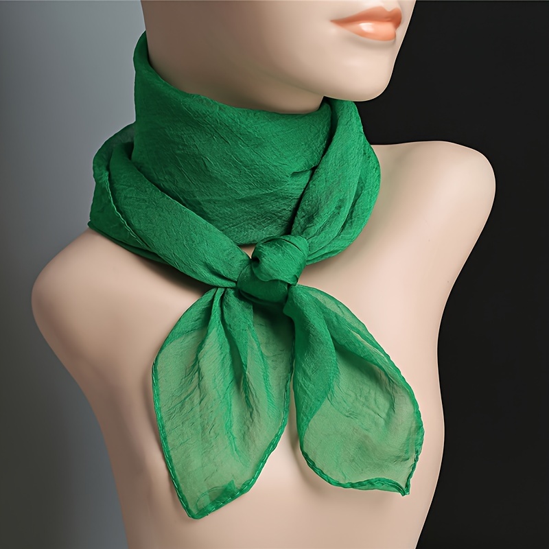 

27.5" Solid Color Chiffon Square Scarf Thin Breathable Neck Scarf Elegant Simple Style Decorative Small Scarf