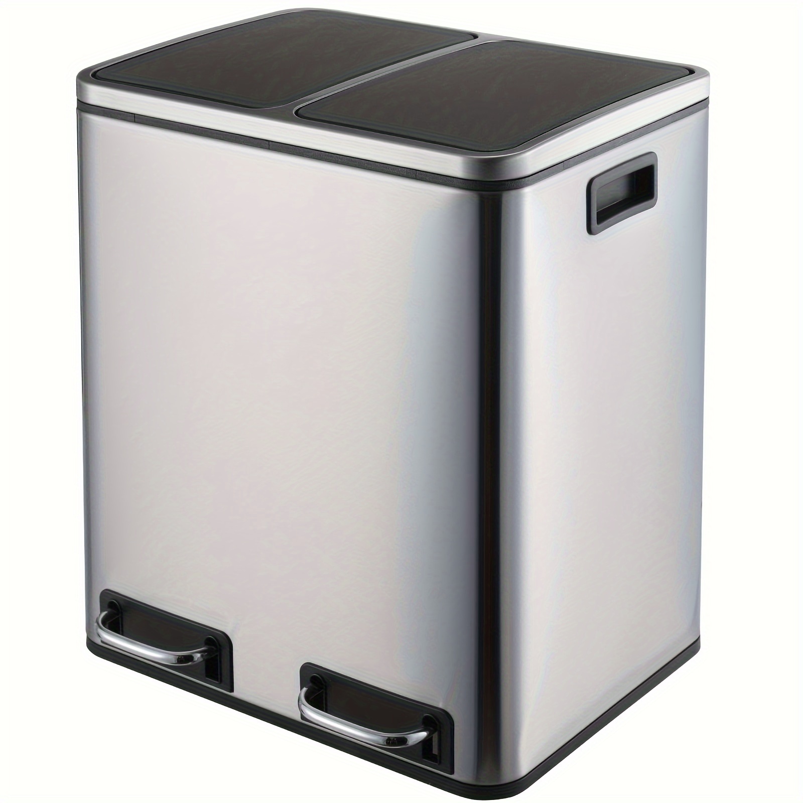 

8 Gallon Dual Trash Can, 30l Stainless Steel Kitchen Garbage Can, Step-on Classified Recycle Garbage Bin With Removable Inner Buckets, For Kitchen, Living Room, Office