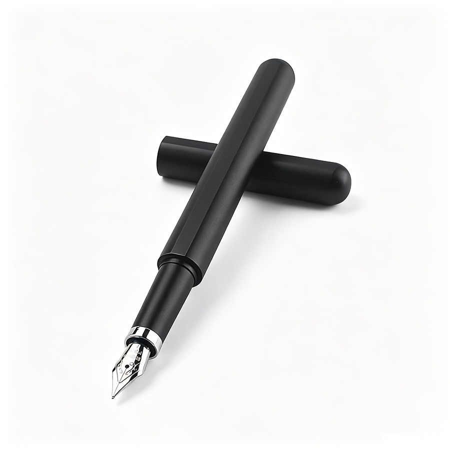 TEMU Magnetic Closing Metal Fountain Pen, Matte Metal Body F Nib Fountain Pen With Pu Pen Sleeve Office Writing Gift