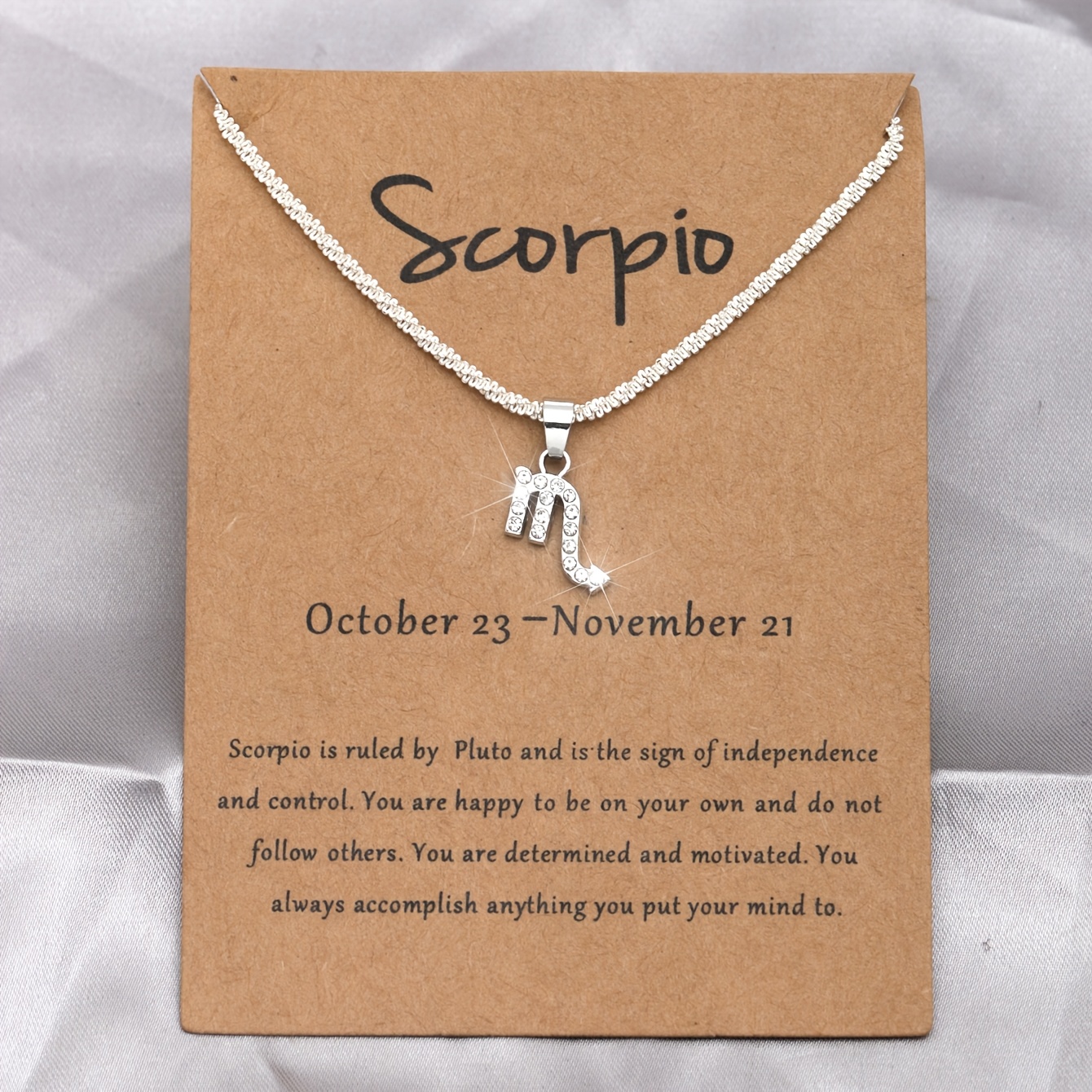 TEMU 1 Twinkling Breath Sparkling Zodiac Constellation Necklace With Rhinestone Pendant, Glittering Collarbone Chain, And Zodiac Card Pendant