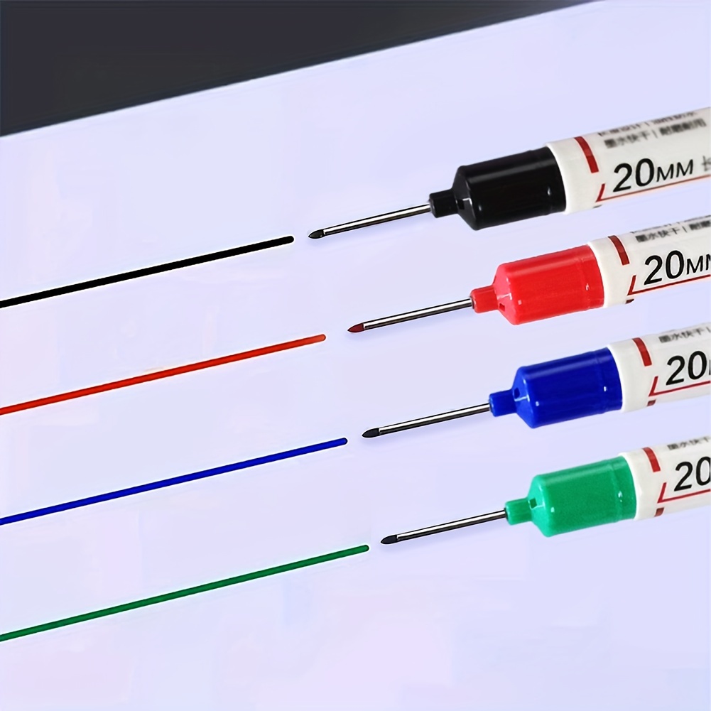 1/3pcs/Set Long Head Markers Bathroom Woodworking Decoration Multi-purpose Deep Hole Marker Pens Red/Black/Blue/Green Ink Oil Markers Pens Waterproof Multi-purpose Deep Hole Marker Pen