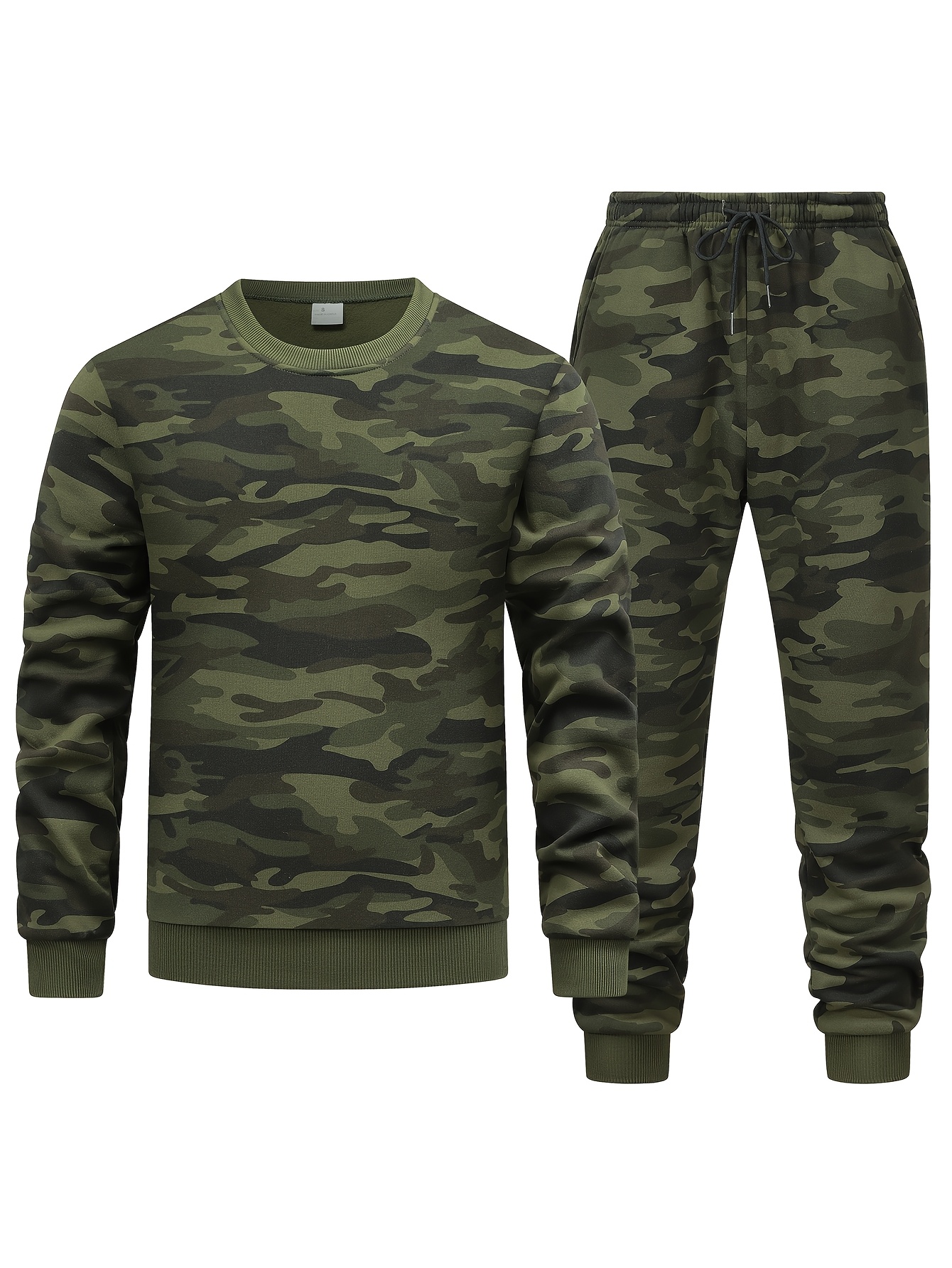 Men Camo Jogger Set Winter Green Camo Tracksuit Men's Camouflage