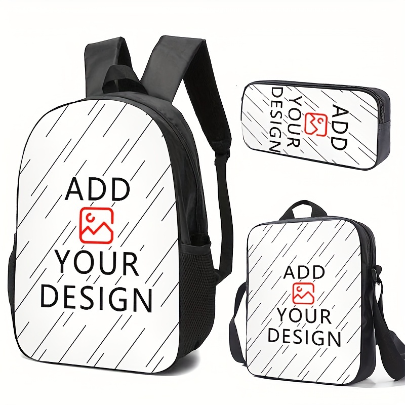 

Personalized 3pcs Bag Set: Your Photo & Create Your Own Backpack, Shoulder Bag & Storage Bag - Daily , School & Travel - Oxford Material, Machine Washable - Creative Gift Idea By Aiky