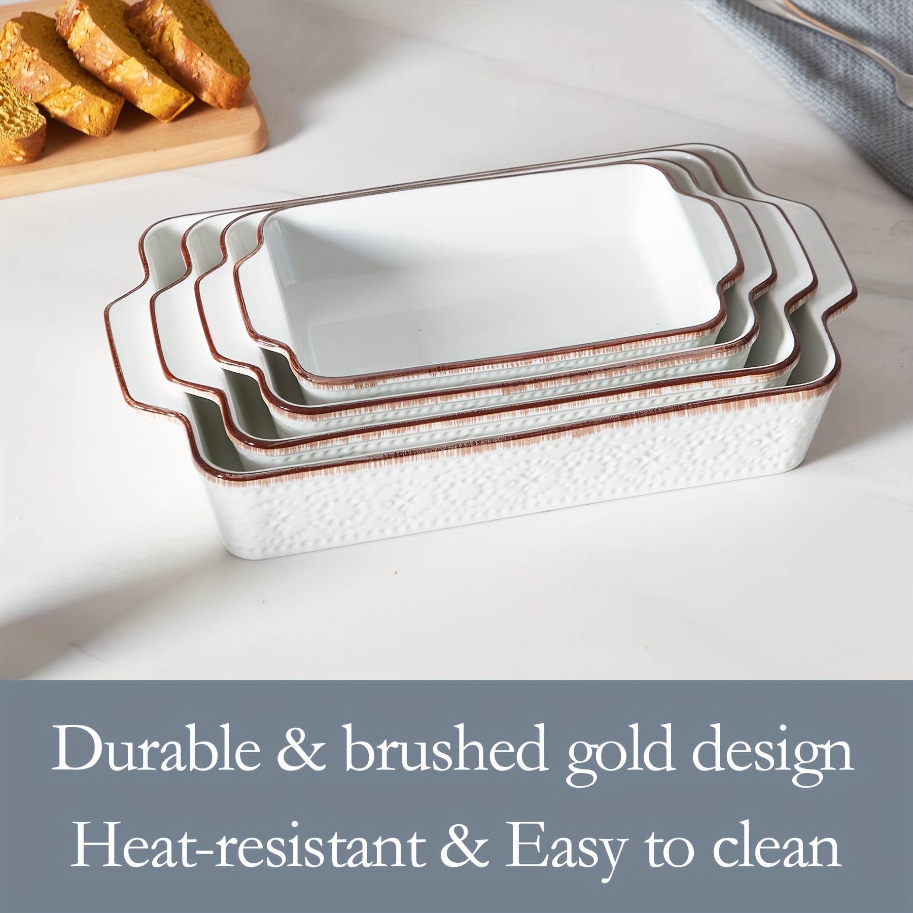 TEMU Set Of 4, Porcelain Baking Dishes For Oven, Kitchen, Cake Dinner, Banquet And Daily Use (15''/14''/12''/11''), Series