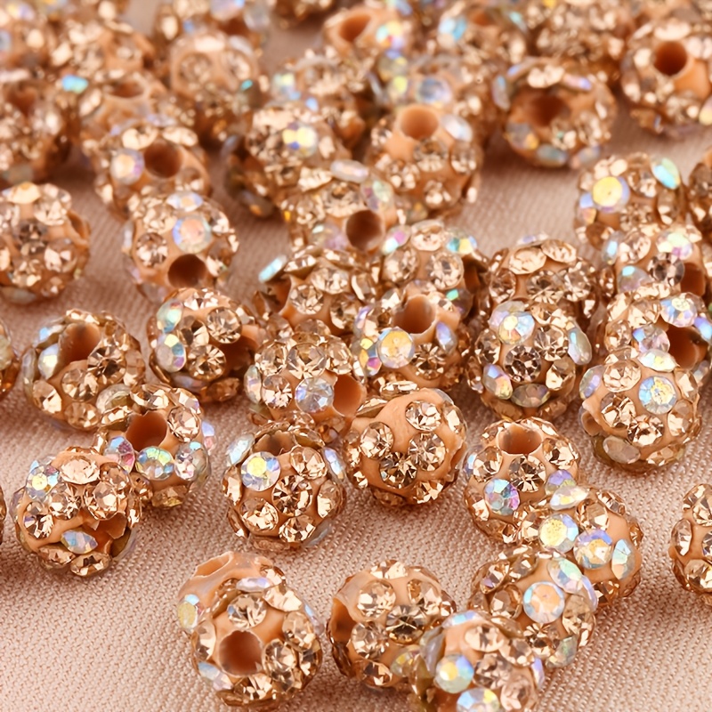 E-shop 50 Stück 6mm Weiche Ton Eingelegte Glas Strass Perlen Mode Voll Diamant Spacer Perlen für Armband Ohrring Halskette und andere Bastelarbeiten