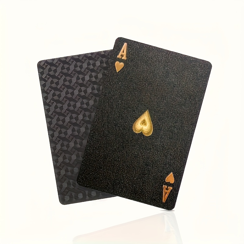 [Waterproof Poker] 1pc Waterproof Black Gold Foil Playing Cards | Durable Plastic Tabletop Game Poker Set