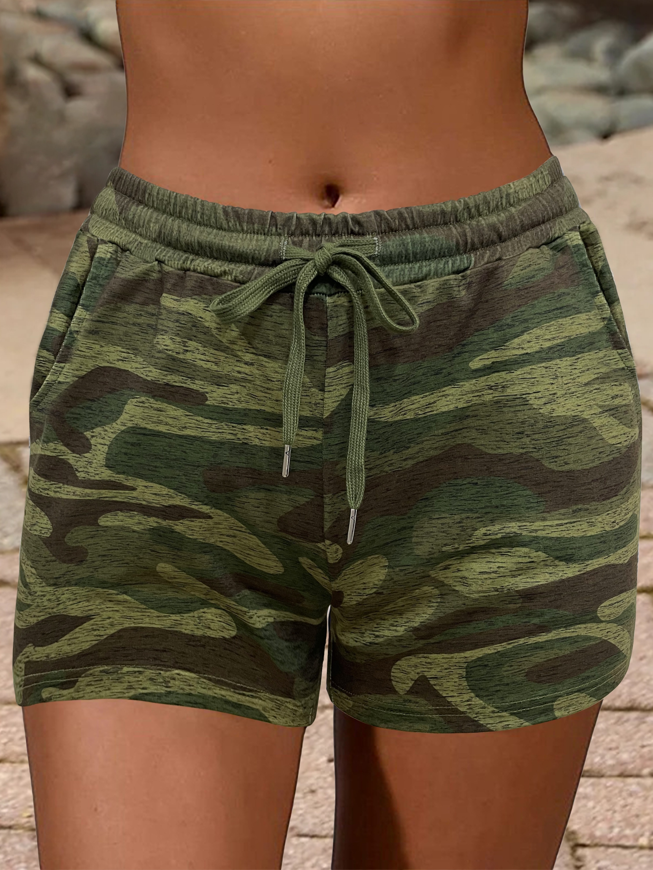 plus size camo print drawstring shorts casual elastic Temu Türkiye