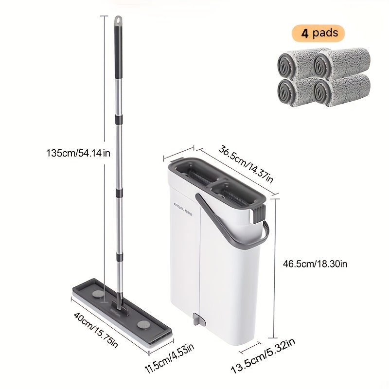 E-shop Joybos Wischmopp und Eimer Set mit Auswringemühle | Flachwischer mit waschbaren Mikrofaser-Pads und langem Griff, geeignet für alle Bodentypen