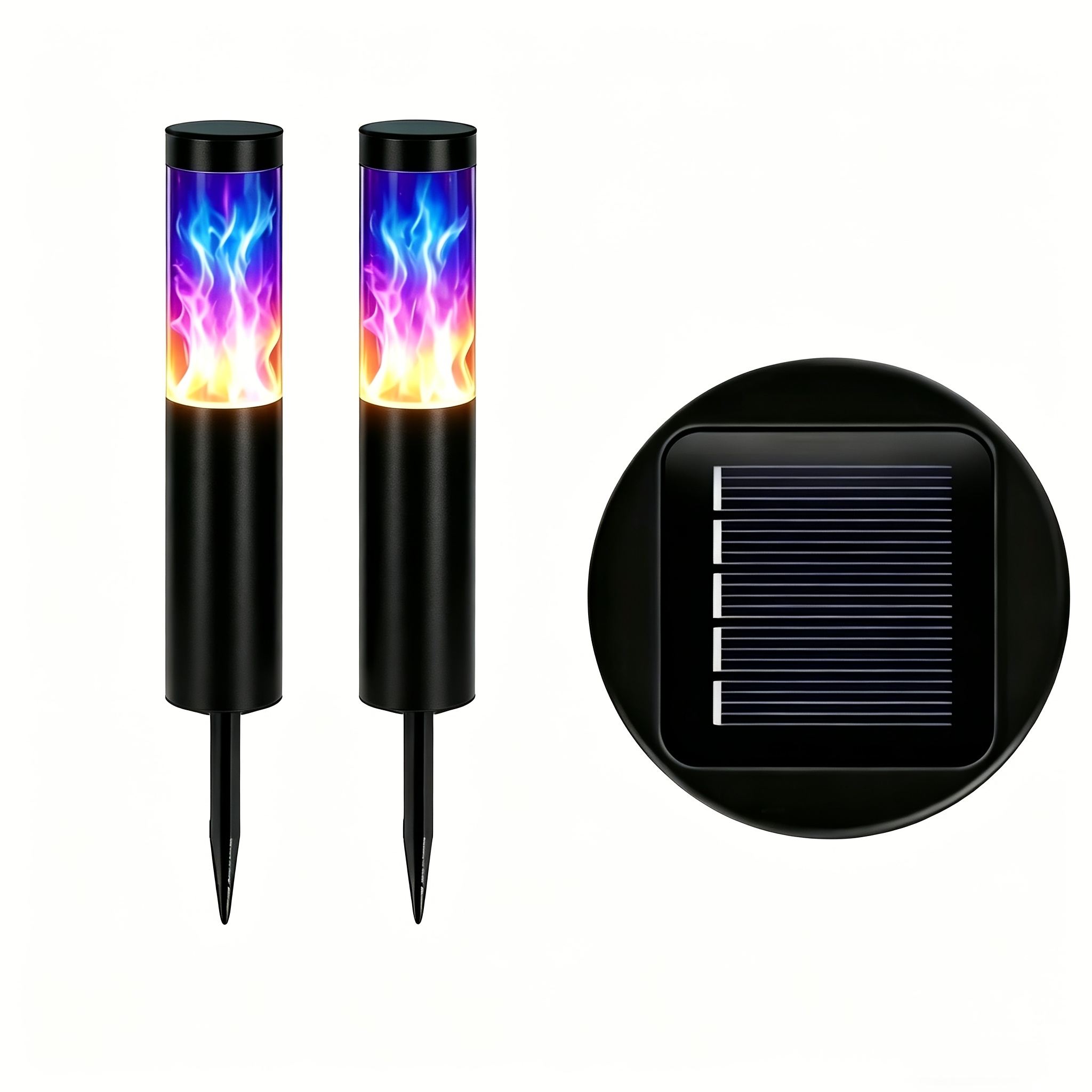 Image of Solar Cylinder Lawn Light, Colorful Led Outdoor Lighting Decoration, Solar Garden Lights, Landscape Lighting And Torches For Courtyard, Garden, Pathway, Lawn, Driveway, Sidewalk, And Holiday Decor