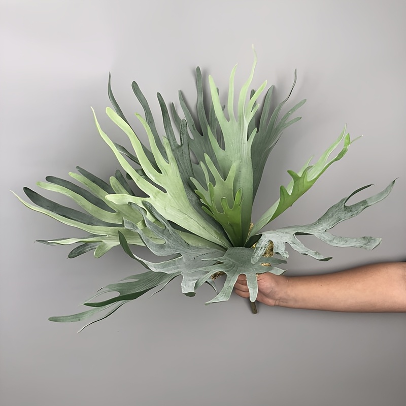 Image of Realistic Staghorn Fern Hanging Plant - Boston Fern For Indoor/outdoor Decor, Perfect For Home, Garden, And Wedding Decorations