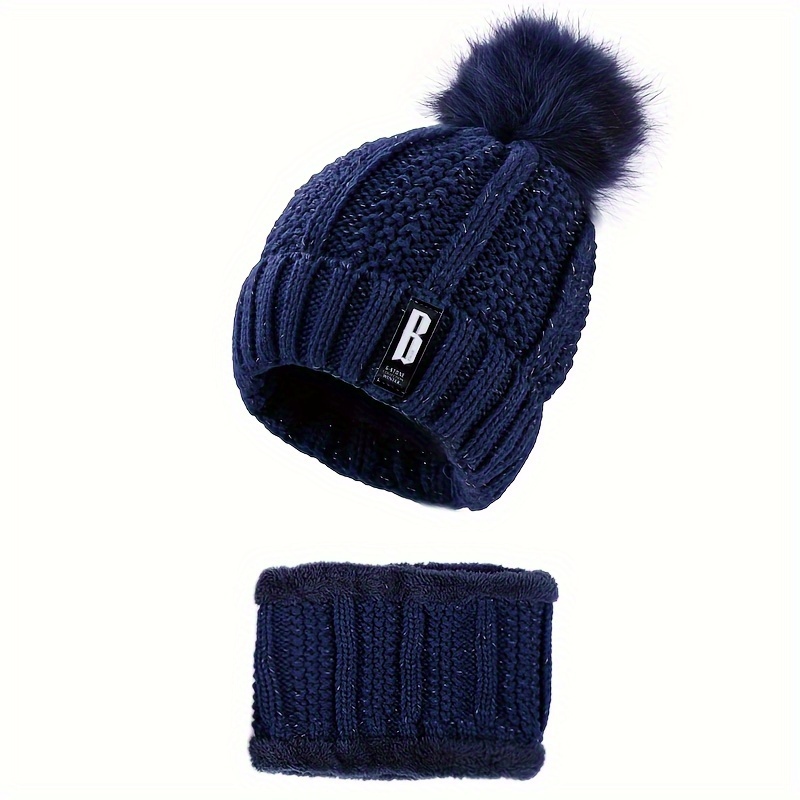 2-delige winterhoedenset dikke pluche winddichte en koudebestendige casual warme hoeden met sjaal 3