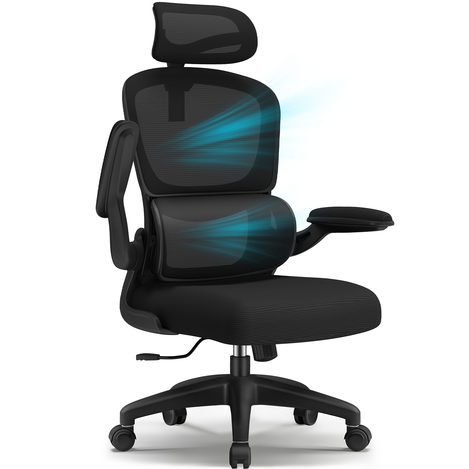 TEMU Office Chair, Ergonomic Office Chair With Armrests, Desk Chair With Adjustable Headrest, Lumbar Support, Height-adjustable Chair, Office Chair