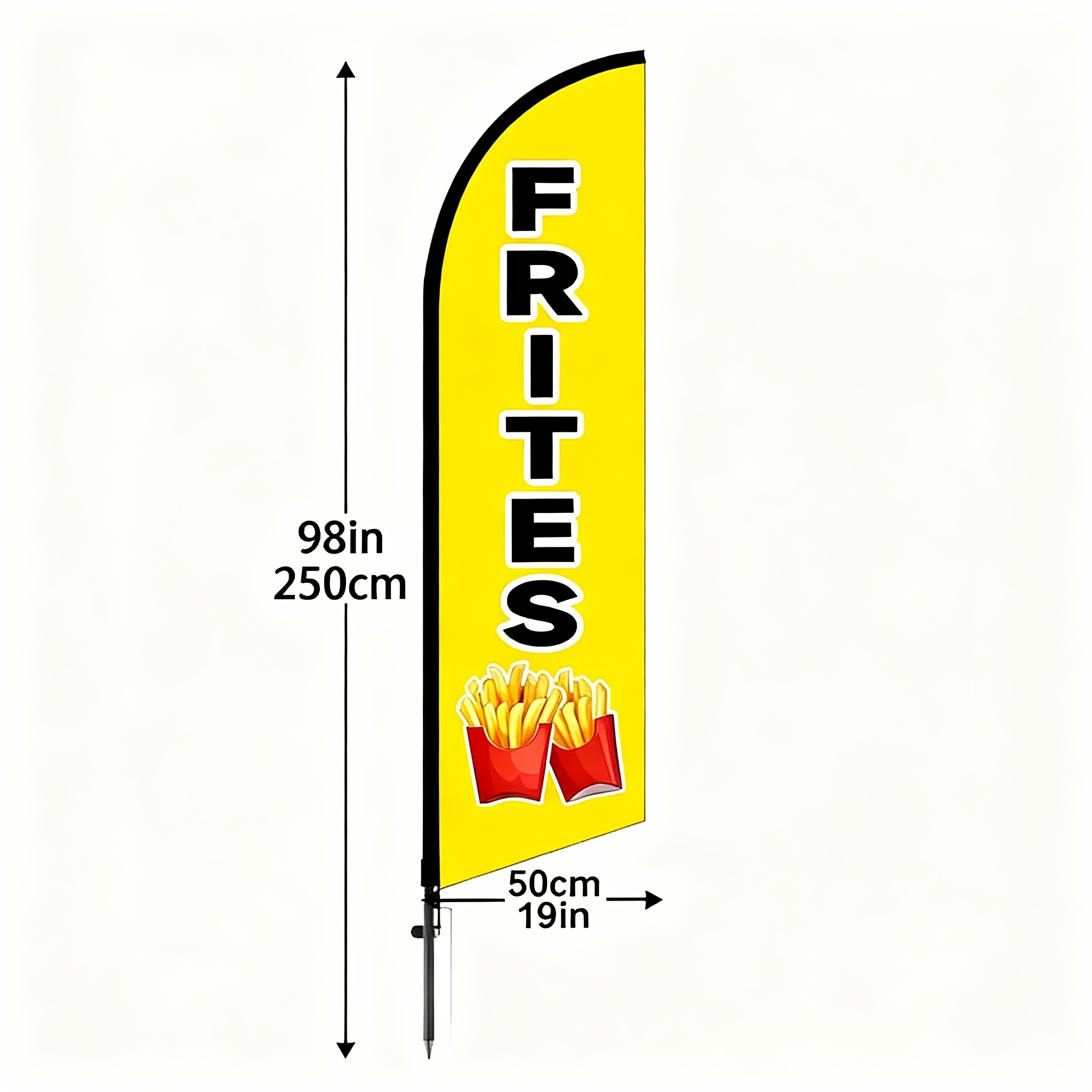 TEMU 1 pièce, Thème FRITES, Pommes de frites, 6,5 pieds de hauteur, Mât non . Fabriqué en . Convient aux activités promotionnelles que les affichages