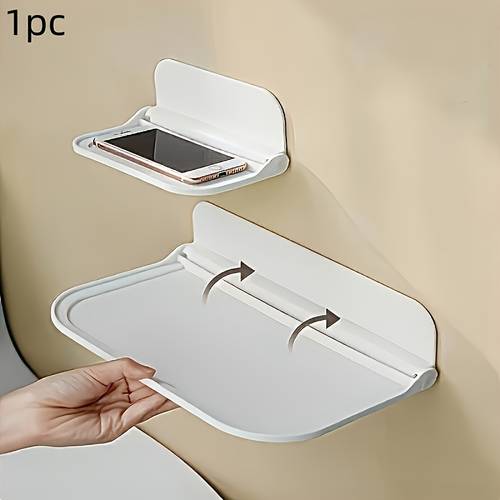 no drill folding shelf plastic wall mount storage rack foldable organizer for bathroom kitchen cabinet bedroom office supplies space saving shelves shelves
