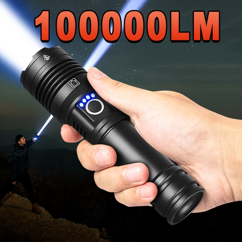 

Ultra-bright 100000 Lumens Led Handheld Flashlight, Battery Powered With Rechargeable 2000mah Lithium Battery, Multiple Components Included, Non-waterproof Feature - High Intensity Portable Torch