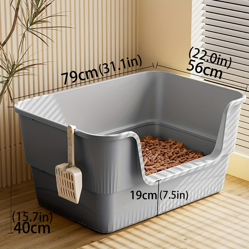 31-inch Extra-large Foldable And Detachable Litter Box With Plastic Scoop, Easy To Clean, Suitable For Multiple Cats