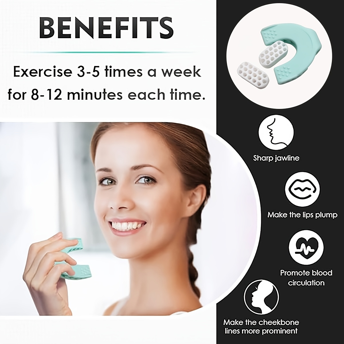 1 Set Chin Trainer, with -C-Type And Square Masseter - Exerciser, Unisex, Activating And Firming Facial Muscles, Chin Movement And Facial Exerciser