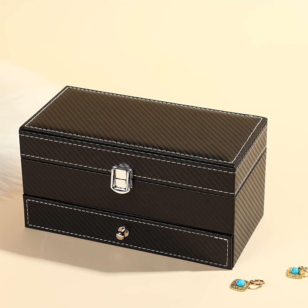 1pc double layer watch jewelry storage box large capacity jewelry container for rings earrings bracelets necklaces Product details 4