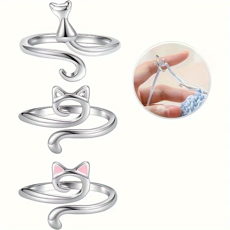 

3pcs Open Crochet Ring For Finger Adjustable Knitting Loop Crochet For Faster Knitting Finger Yarn Guide Knitting Accessories