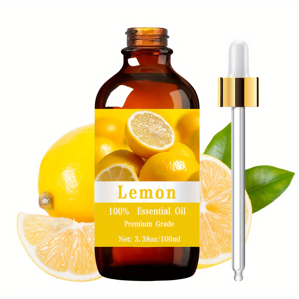 

Lemon Essential Oil 3.38oz (100ml) - Premium Grade For Skin & Hair Care, Massage, Diffusers & Humidifiers - Long-lasting Natural Scent For Home Spa Experience