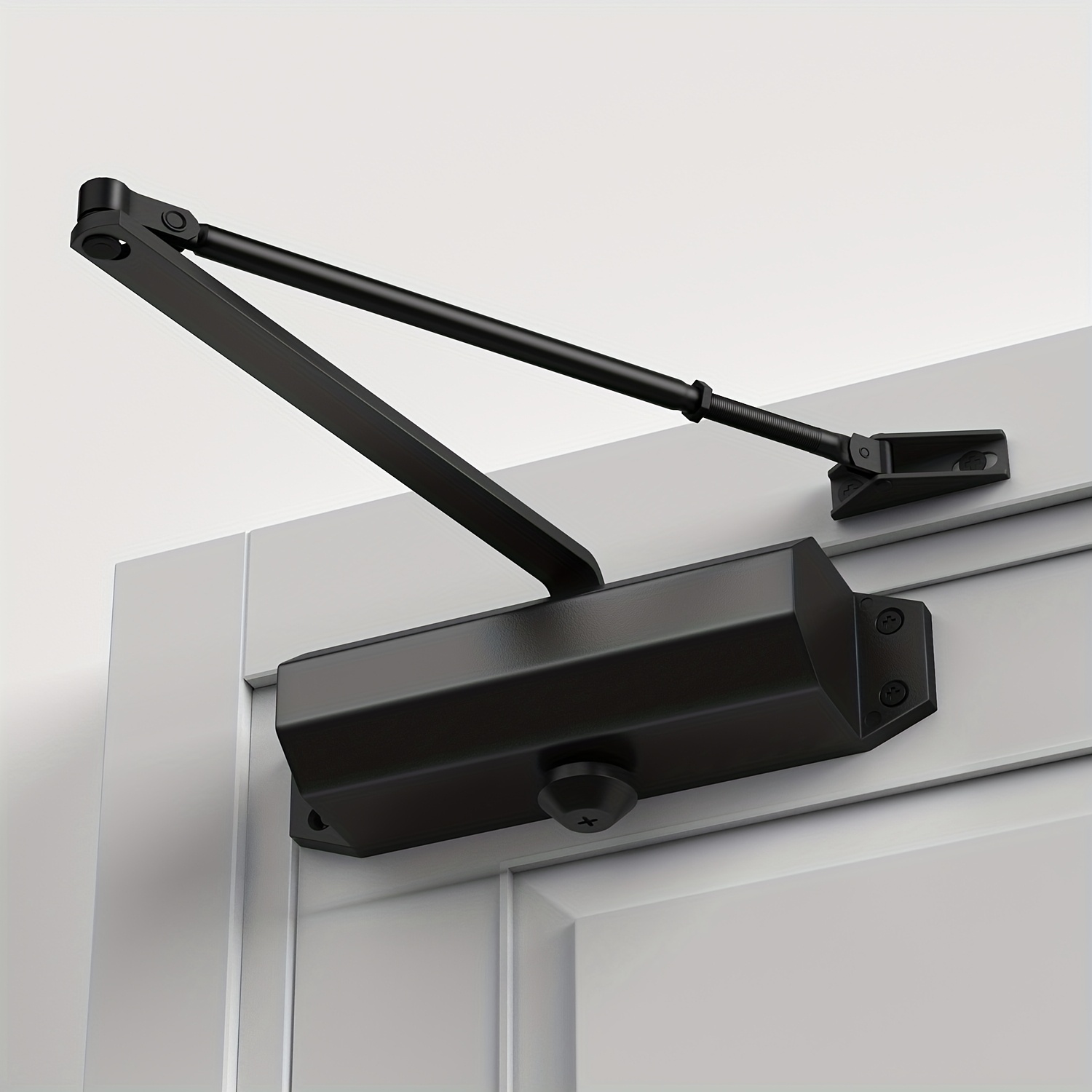 1pc Automatic Adjustable Door Closer - Heavy-Duty Residential Grade 3 Hydraulic Auto Door-Closer with  , Matte Black Aluminum Construction, Adjustable Speed & Closing Force, Energy-  for Interior/ , Homes, Offices, Hotels - Compatible with Residential & Commercial Use,  ,  , Durable Construction, Property Managers, Automatic Door Closer Heavy Duty, Hydraulic Door Closer, Door Closer Automatic, Auto Door Closer