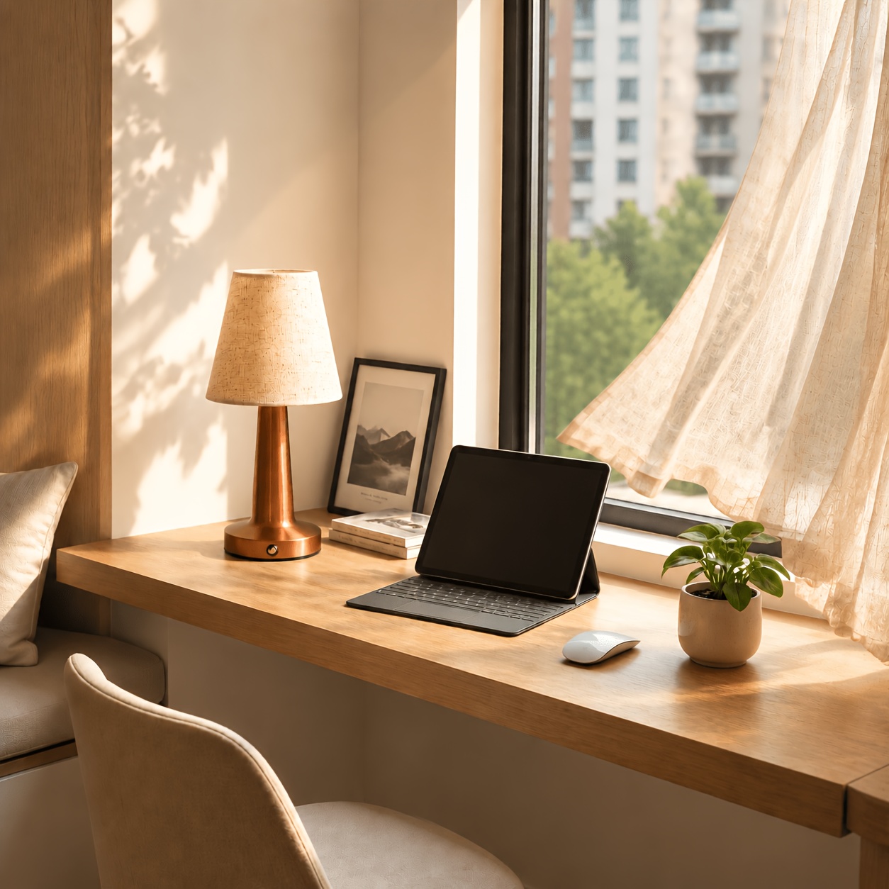 Retro Touch Lamp with Cordless Charging and 3-Color Light