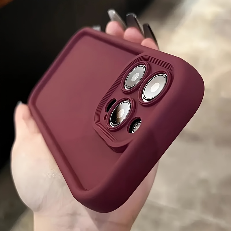 an elegant vintage matte burgundy anti drop phone case Temu