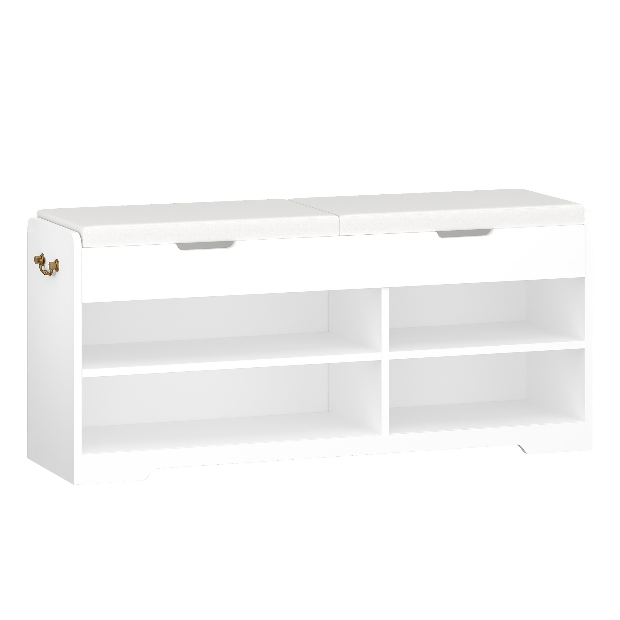 Image of Shoe Bench, Shoe Rack With 2 Padded Shelves, Multifunctional, For Living Room, Hallway, Bedroom, 150 Kg, 30 X 48 X 105 Cm, White