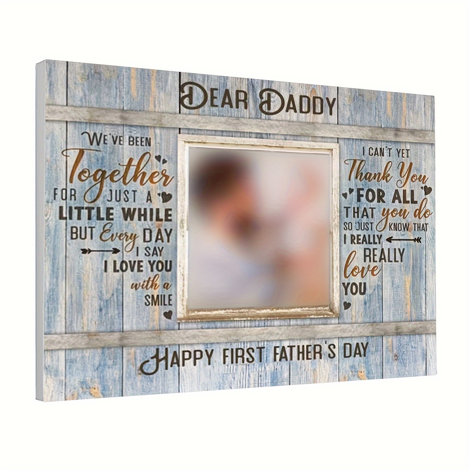 TEMU 2d Flat, Personalized New Dad Canvas Wall Art With Wooden Frame - First Gift From Wife, Ready To Hang Home Decor For Bedroom Or Living Room,