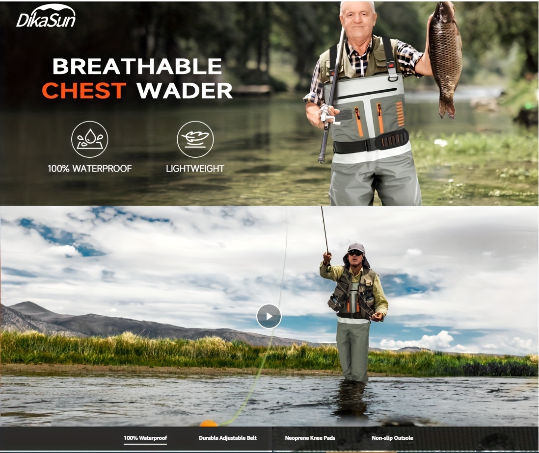 Goture 5-Layer Waterproof Chest Waders For Men & Women - Lightweight & Breathable Fishing Waders With Boots, Handwarmer, Multiple Storage Pockets, Adjustable Waist Belt, For Outdoor Hunting, Hiking