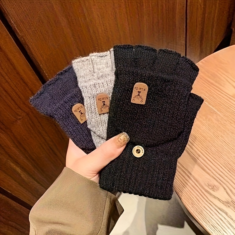 Cashmere Winter Gloves for Men and Women, Half-Finger Touch Screen