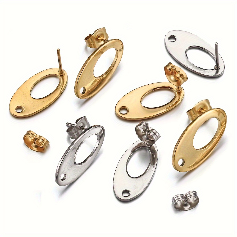 

10pcs Mingxuan Oval Shape Ear , 304 Stainless Steel Dangle Earrings Earplugs, Making Accessories For Crafting