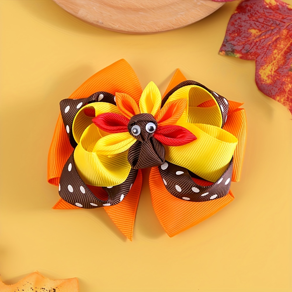 

1pc Thanksgiving Turkey Hair Bows For Girls Multicolor Turkey Hair Barrettes Non-slip Alligator Clips Cosplay Hair Accessories For Girls Thanksgiving Party Gifts