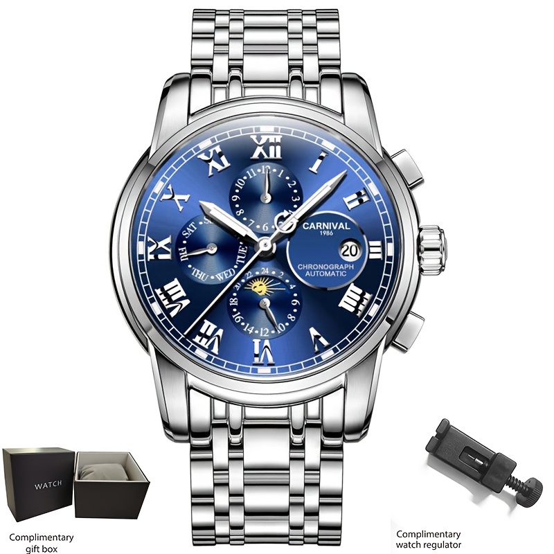 Image of [i&w Carnival] Luxury Brand Multi-functional Men's Sports Watch, Casual Waterproof Automatic Mechanical Watch, Festival Gift
