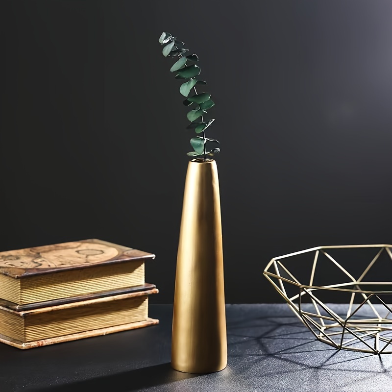 

Elegant Golden Geometric Vase: , Resin Material, Theme, Cylinder Shape, Home Decor