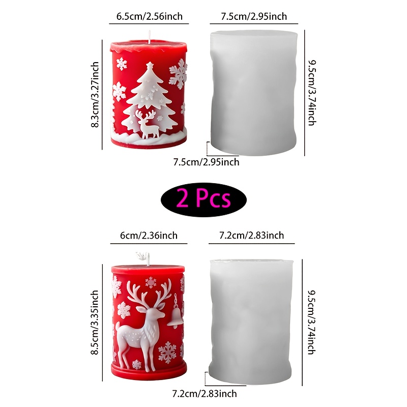 E-shop 2 Stück Weihnachtskerzenformen - DIY Festtagsdeko & Geschenk - Wiederverwendbar, hitzebeständig, leicht zu entformende Kerzenform für festliche